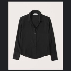 Abercrombie NWT Black Boyfriend Faux Silk Button-Up Shirt Size S
